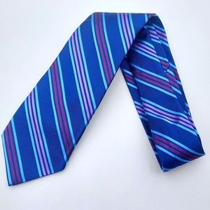 A Sharp Looking Purple Blue Line Patterned Brooks "346" Brothers Tie (OS) Silk